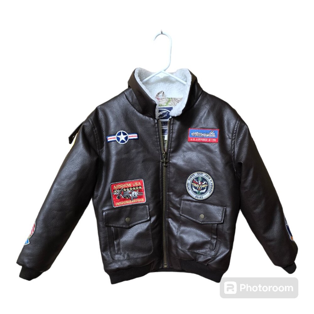 Boys Up and Away Faux Leather Bomber Jacket